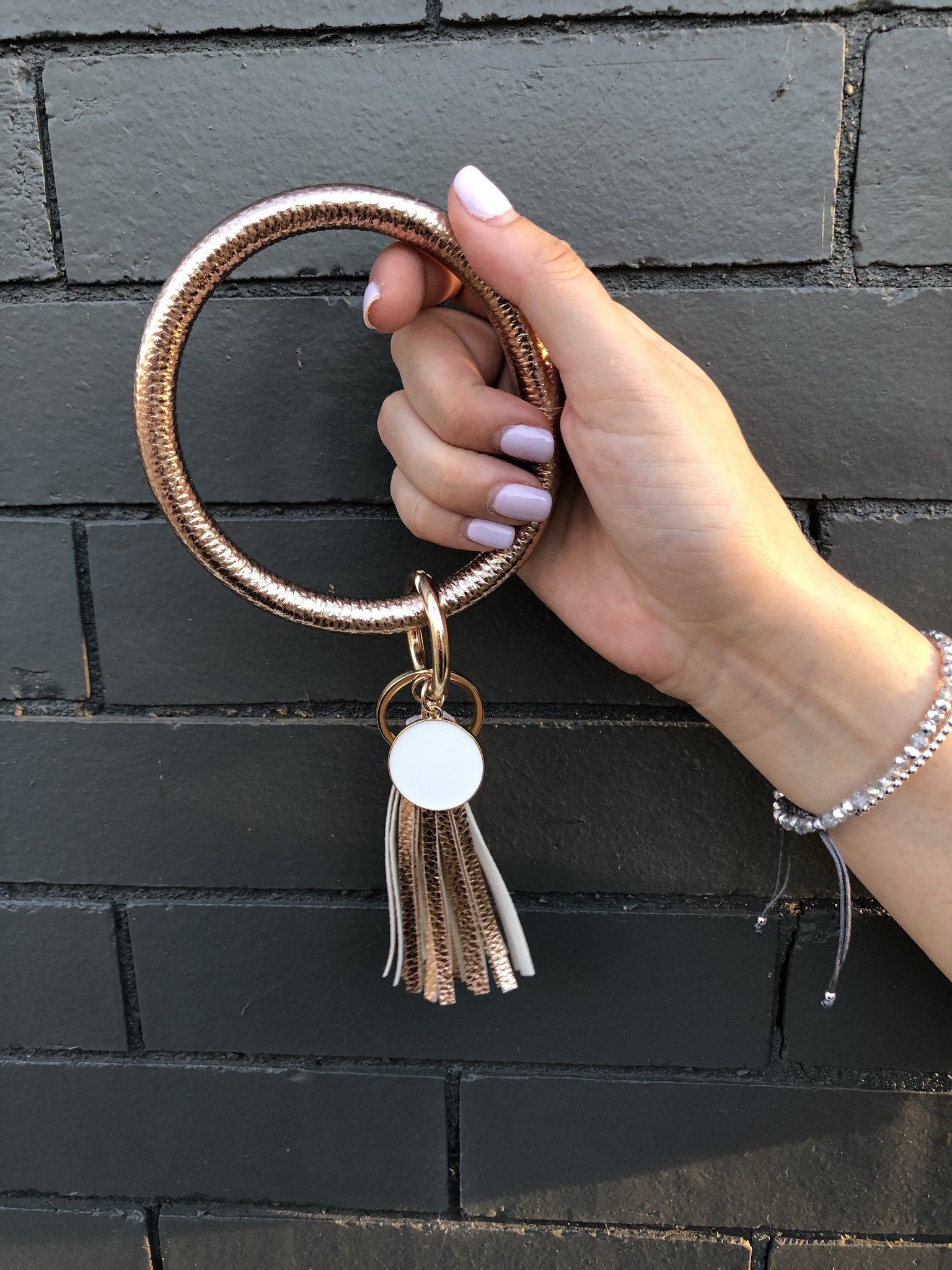 Tassel Bracelet Keychain/Key Ring  Ivy and Pearl Boutique Rose Gold  