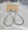 Teardrop shape chain wrapped with stone earrings  Ivy and Pearl Boutique   