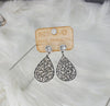 Teardrop shape silver webbed beads with zirconia stone earrings  Ivy and Pearl Boutique   