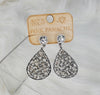 Teardrop shape silver webbed beads with zirconia stone earrings  Ivy and Pearl Boutique   