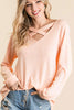 Thermal Waffle knit Top with Criss Cross Neck Detail  Ivy and Pearl Boutique   