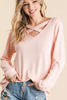 Thermal Waffle knit Top with Criss Cross Neck Detail  Ivy and Pearl Boutique   