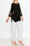 Tunic top with lace trim on sleeves  Ivy and Pearl Boutique   