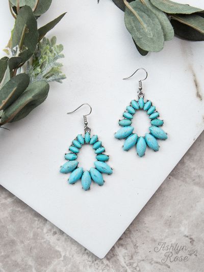 Turquoise stone teardrop earrings  Ivy and Pearl Boutique   
