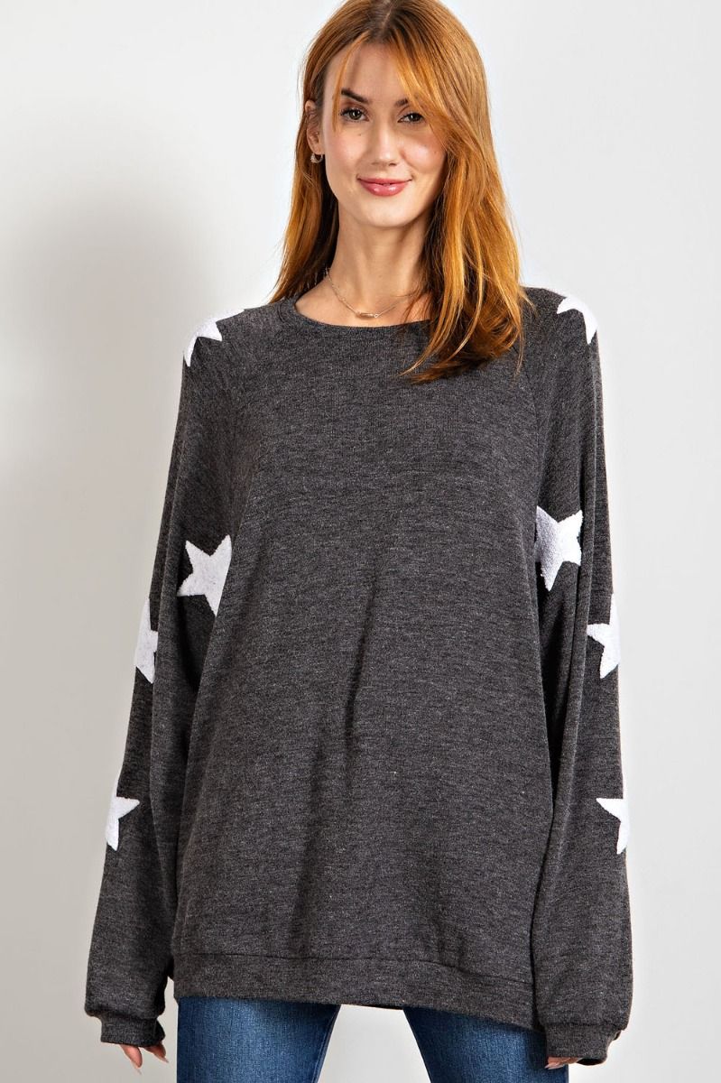 Ultra-soft Hacci stargaze pullover top with slouchy silhouette  Ivy and Pearl Boutique   