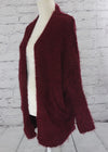 Ultra soft textured crochet sweater jacket  Ivy and Pearl Boutique Burgandy  