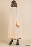 Waffle Knit Long Puff Sleeve Open Front Long Cardigan Sweater  Ivy and Pearl Boutique   