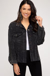 Washed detail corduroy jacket with pockets  Ivy and Pearl Boutique Black S 