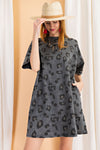 Short sleeves animal print washed oversized knit tee dress - Washed Leopard Tunic Tee Dress  Ivy and Pearl Boutique Ash S 