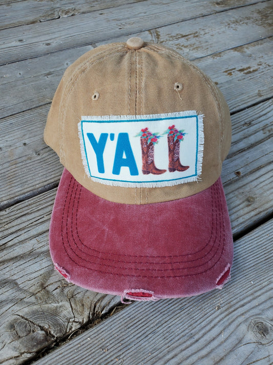 Y'all washed vintage baseball cap  Ivy and Pearl Boutique Brown  